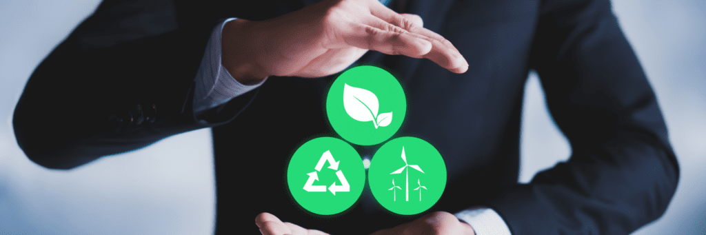 Consultoría en políticas de medio ambiente: asesor ayudando a empresas a implementar prácticas sostenibles con enfoque en reciclaje, energía renovable y conservación ambiental.